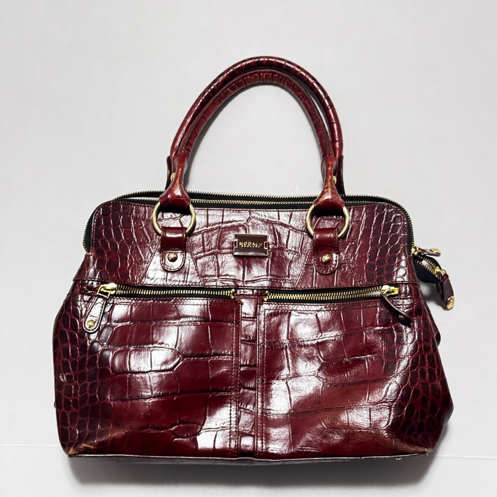 Modalu ‘Pippa’ Original Size Handbag in Reddish Brown Croc